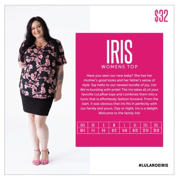 LuLaRoe “Iris” Blue and Pink Floral Top - Picture 3 of 3